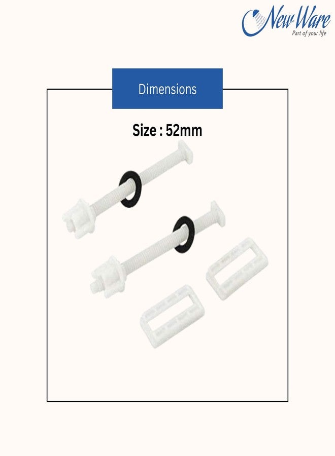 NEW WARE PVC Toilet Seat Cover Soft Closing Hinges Jqr & Sympolo Type | Square Ring 52 mm | White Replacement Hinges - Image 5